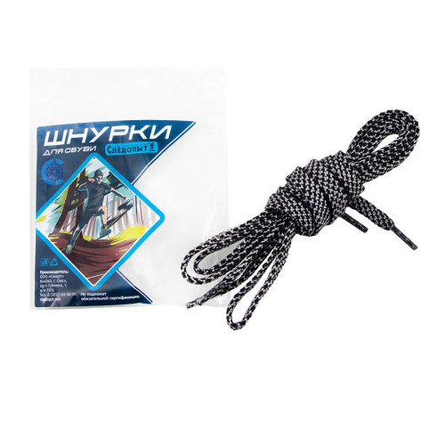 Купить шнурки следопыт плоские,ширина 0,7 см,длина 120 см,черно-серый в Новосибирске