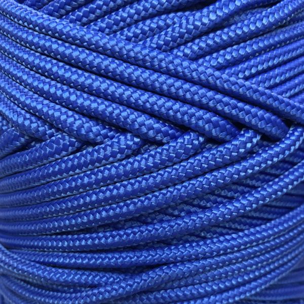  Шнур ПА плетеный 16-ти пр.с ПА серд.d 4 мм синий в Новосибирске  